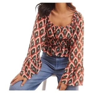 Hutch Red and Green Patterned Blouse